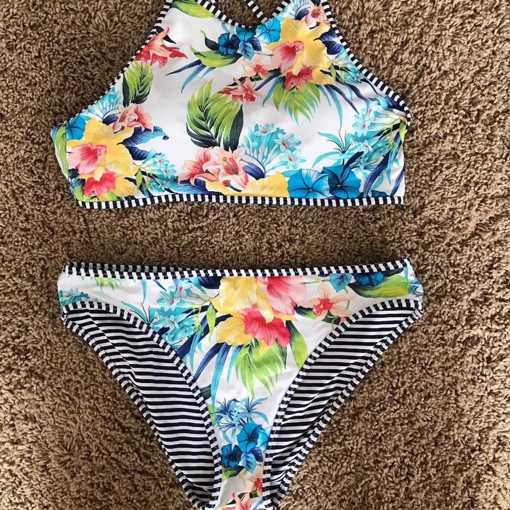 Tommy Bahama High Neck Swim Top/ Reversible bottom